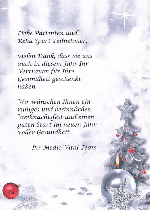 Medio-Vital Weihnachtswünsche